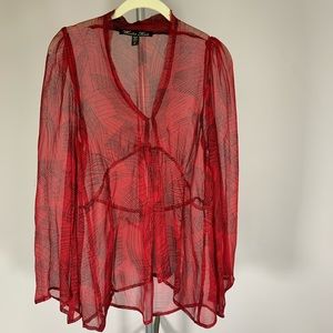 Winter Kate Red Sheer Silk Blouse